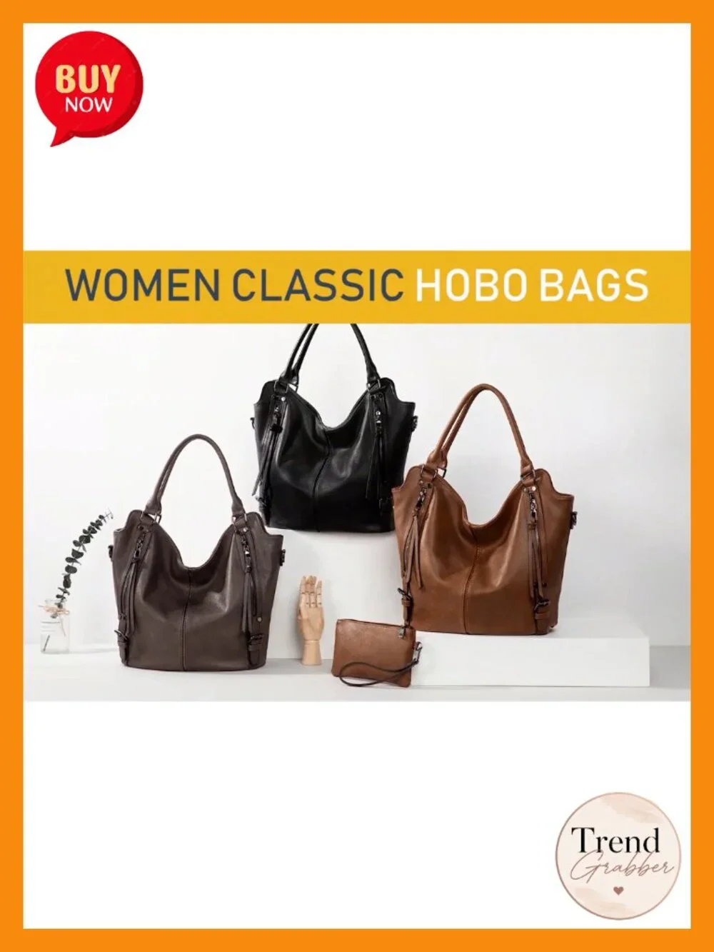 PU Leather Large Hobo Tote Shoulder Bag Adjustable Strap